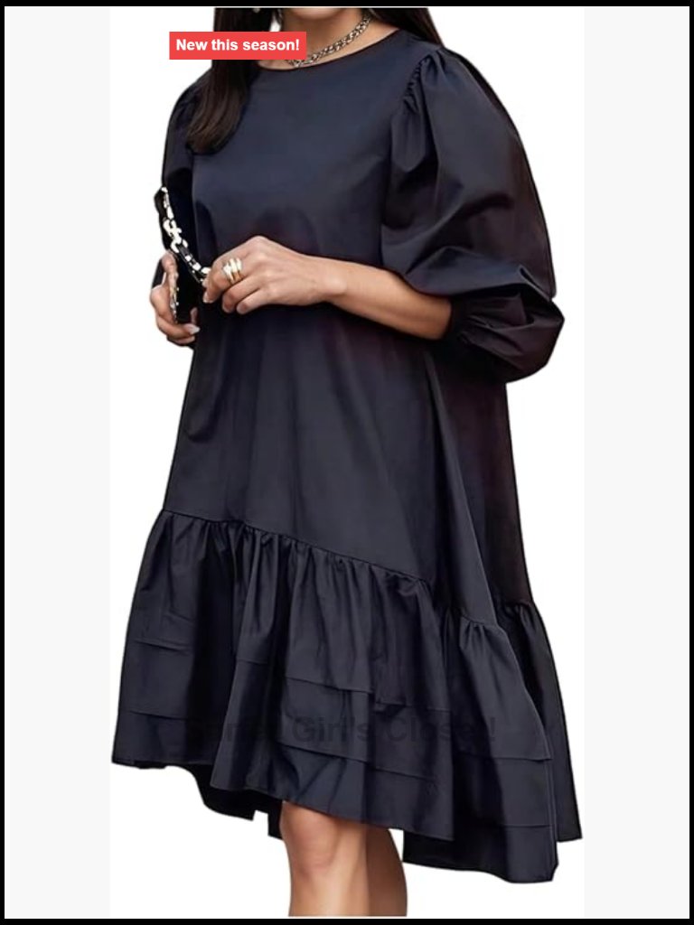 Puff Sleeve Peplum Dress High Low Ruffle Tiered Short Dress